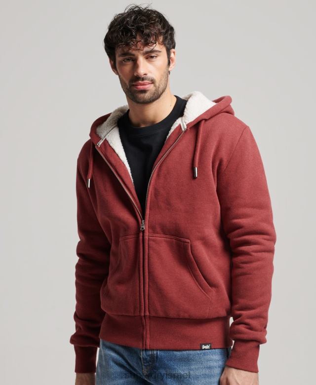 il Superdry גברים קפוצ'ון עם רוכסן חיוני בורג אָדוֹם 4LX2Z4992 הַלבָּשָׁה