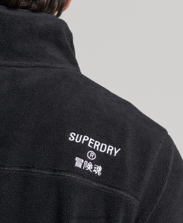 il Superdry גברים מעיל רוכסן פליסה לוגו שָׁחוֹר 4LX2Z4996 הַלבָּשָׁה