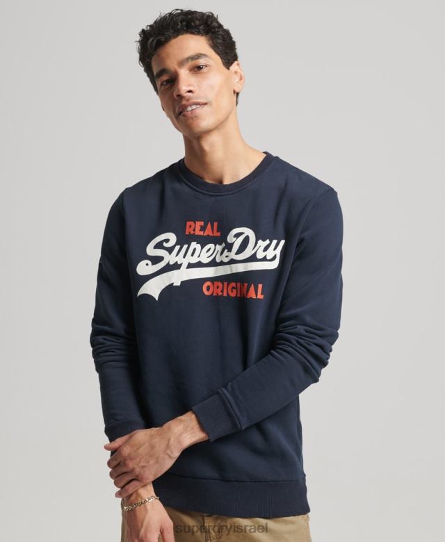 il Superdry גברים סווטשירט של צוות סודה פופ לוגו וינטג' חיל הים 4LX2Z4997 הַלבָּשָׁה