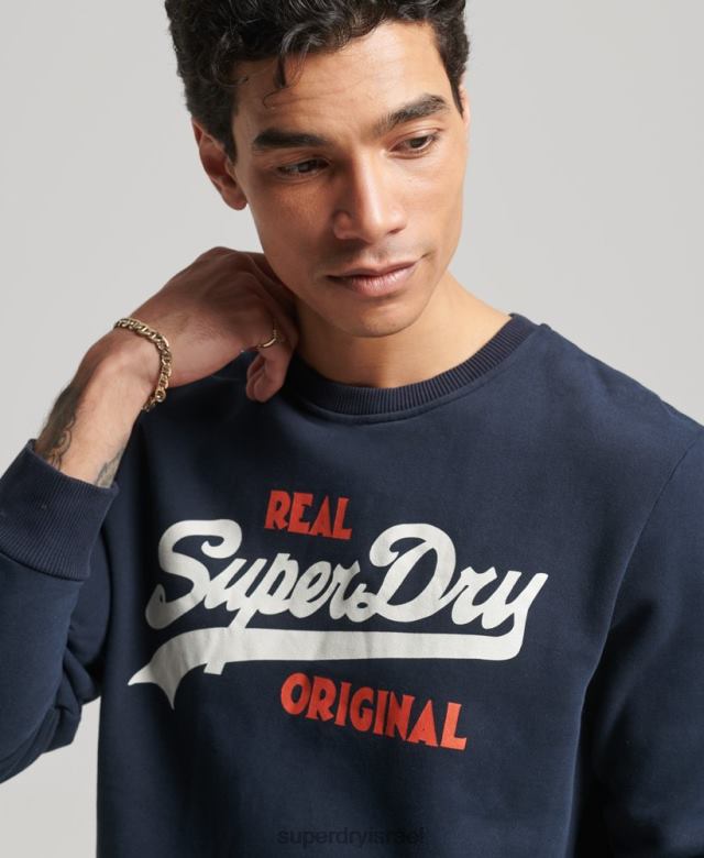 il Superdry גברים סווטשירט של צוות סודה פופ לוגו וינטג' חיל הים 4LX2Z4997 הַלבָּשָׁה