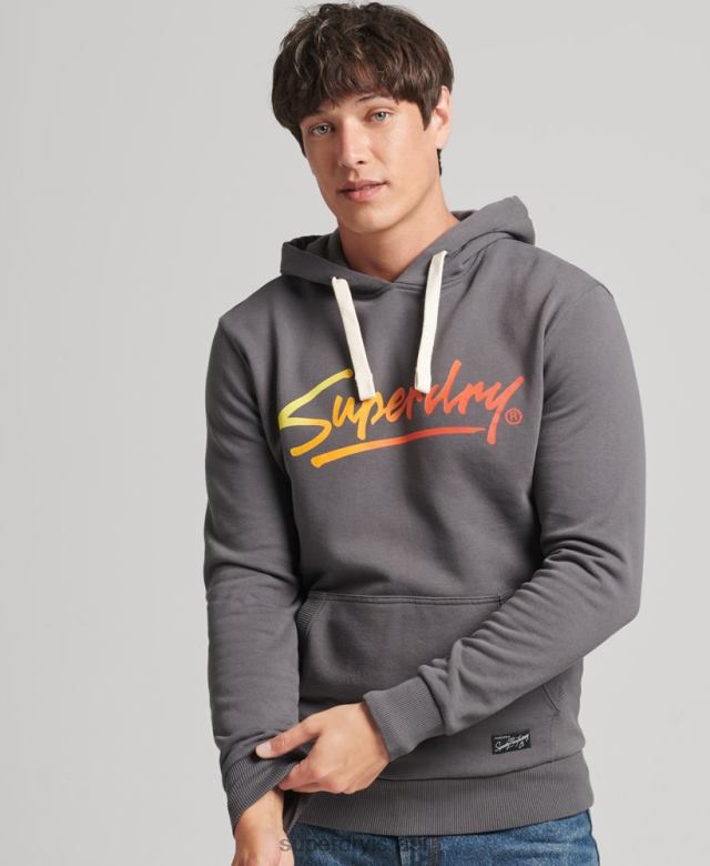 il Superdry גברים קפוצ'ון תסריט וינטג' במרכז העיר אפור כהה 4LX2Z4998 הַלבָּשָׁה