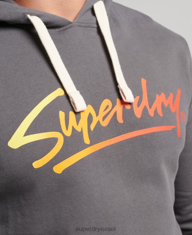 il Superdry גברים קפוצ'ון תסריט וינטג' במרכז העיר אפור כהה 4LX2Z4998 הַלבָּשָׁה