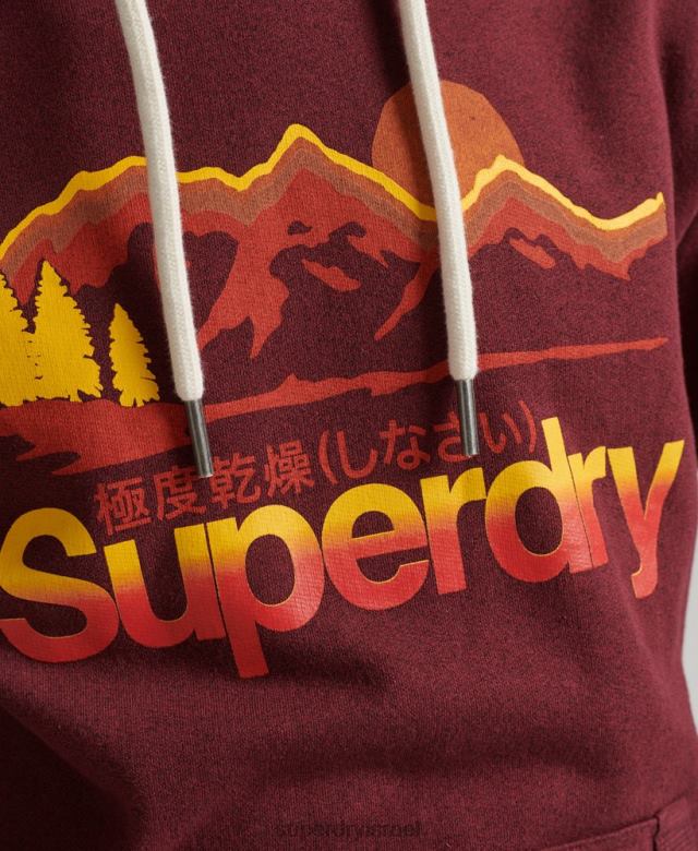 il Superdry גברים לוגו ליבה וינטג' קפוצ'ון נהדר בחוץ אָדוֹם 4LX2Z5009 הַלבָּשָׁה