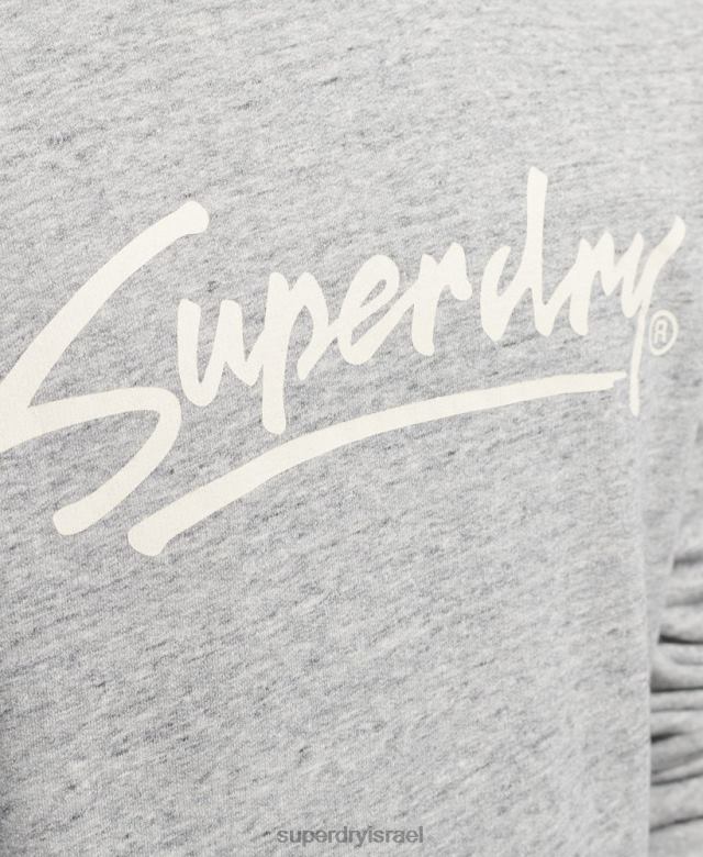 il Superdry גברים סווטשירט וינטג' של צוות תסריט במרכז העיר אפור 4LX2Z5019 הַלבָּשָׁה