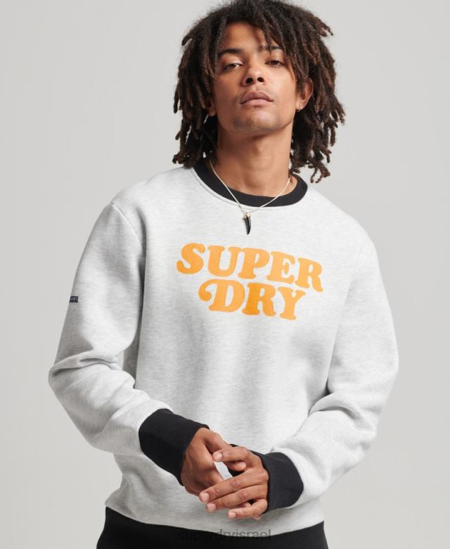 il Superdry גברים סווטשירט קלאסי של קופר וינטג' אפור בהיר 4LX2Z5027 הַלבָּשָׁה