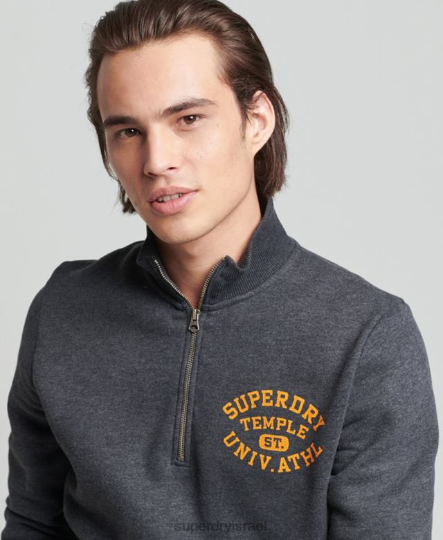 il Superdry גברים סווטשירט הנלי אתלטי וינטג' אפור כהה 4LX2Z5040 הַלבָּשָׁה