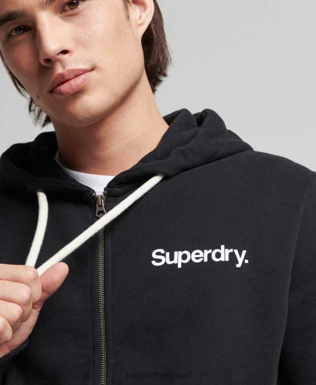 il Superdry גברים קפוצ'ון רוכסן קלאסי עם לוגו ליבה וינטג' שָׁחוֹר 4LX2Z5053 הַלבָּשָׁה