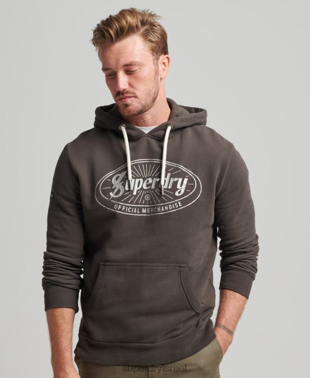 il Superdry גברים קפוצ'ון לוגו ברק וינטג' אפור כהה 4LX2Z5073 הַלבָּשָׁה