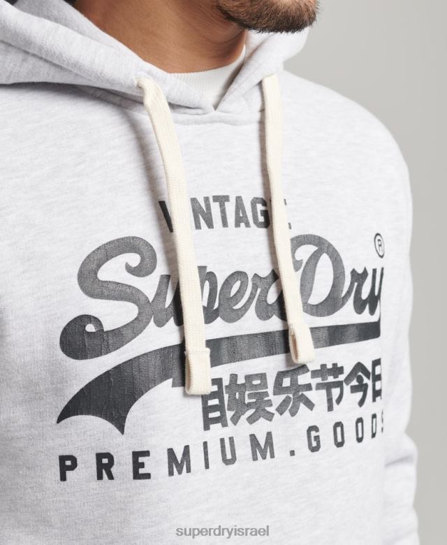 il Superdry גברים קפוצ'ון מורשת לוגו וינטג' אפור בהיר 4LX2Z5082 הַלבָּשָׁה