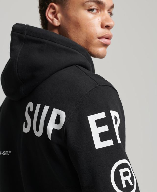 il Superdry גברים קפוצ'ון רופף בהדפס לוגו מוערם שָׁחוֹר 4LX2Z5084 הַלבָּשָׁה