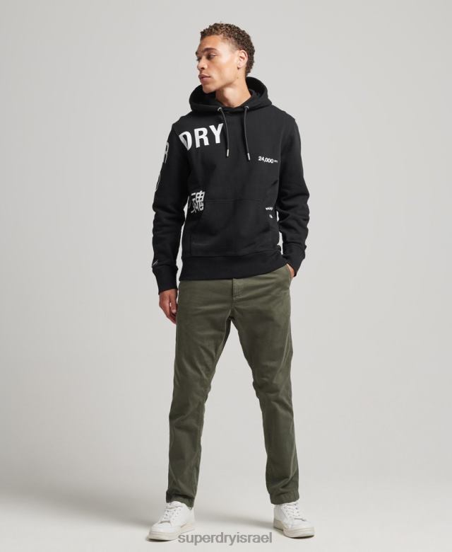 il Superdry גברים קפוצ'ון רופף בהדפס לוגו מוערם שָׁחוֹר 4LX2Z5084 הַלבָּשָׁה