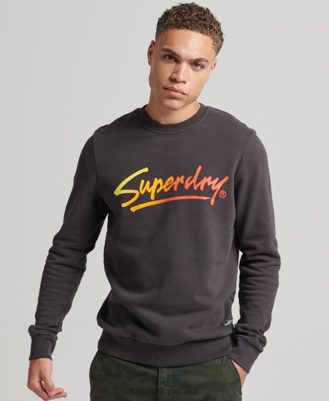 il Superdry גברים סווטשירט וינטג' של צוות תסריט במרכז העיר חום 4LX2Z5088 הַלבָּשָׁה