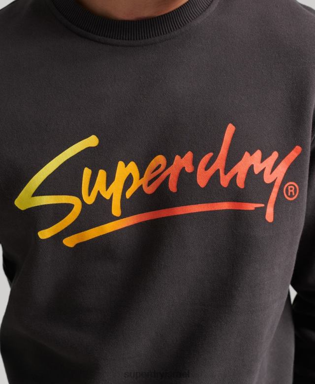 il Superdry גברים סווטשירט וינטג' של צוות תסריט במרכז העיר חום 4LX2Z5088 הַלבָּשָׁה