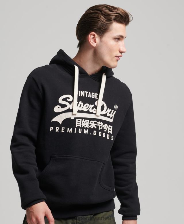 il Superdry גברים קפוצ'ון מורשת לוגו וינטג' שָׁחוֹר 4LX2Z5093 הַלבָּשָׁה