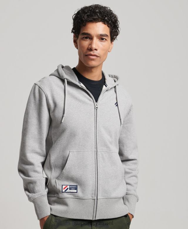 il Superdry גברים קפוצ'ון רופף עם רוכסן לוגו חיוני אפור 4LX2Z5097 הַלבָּשָׁה