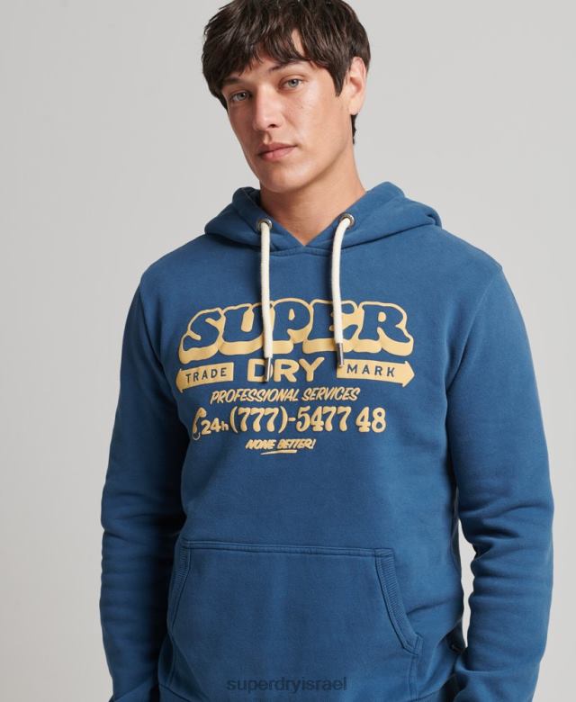 il Superdry גברים קפוצ'ון סופר סימן כְּחוֹל 4LX2Z5107 הַלבָּשָׁה