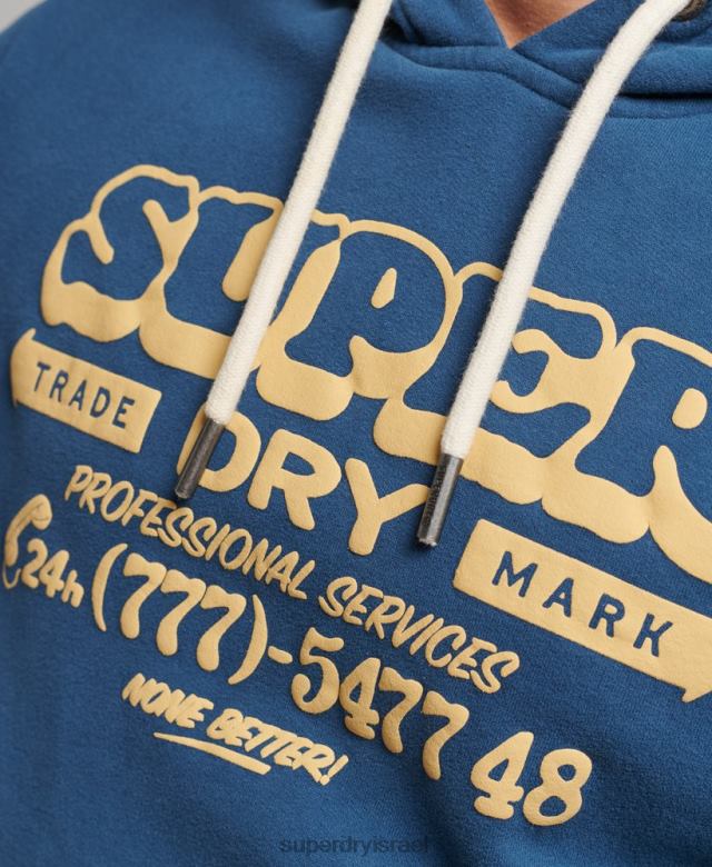 il Superdry גברים קפוצ'ון סופר סימן כְּחוֹל 4LX2Z5107 הַלבָּשָׁה