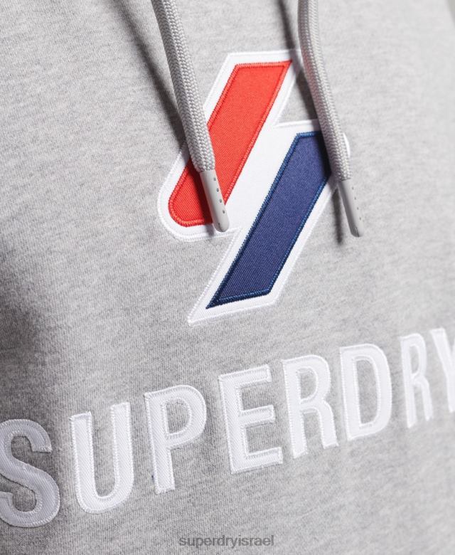 il Superdry גברים קפוצ'ון לוגו אפליקציה מוערם אפור 4LX2Z5115 הַלבָּשָׁה