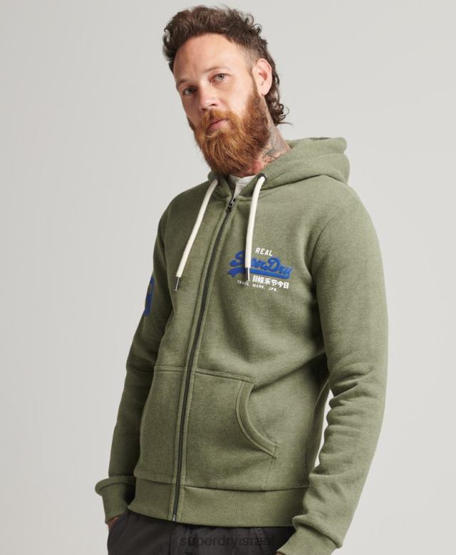 il Superdry גברים קפוצ'ון רוכסן לוגו גרפי קלאסי ירוק 4LX2Z5121 הַלבָּשָׁה