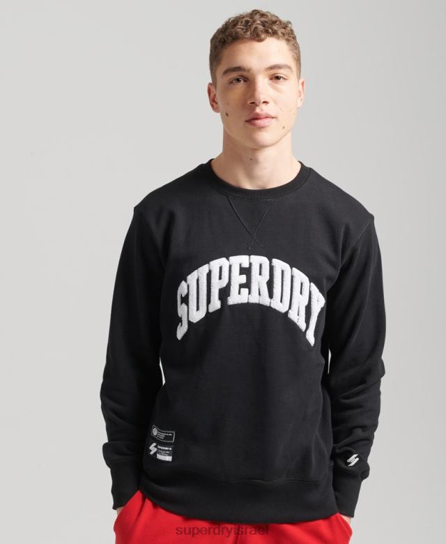 il Superdry גברים סווטשירט של צוות קשת באוניברסיטה שָׁחוֹר 4LX2Z5134 הַלבָּשָׁה