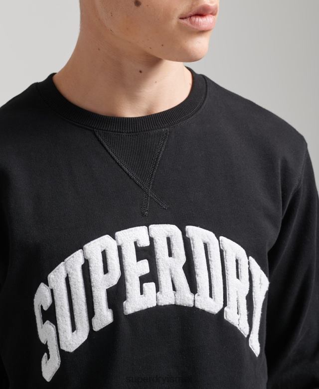 il Superdry גברים סווטשירט של צוות קשת באוניברסיטה שָׁחוֹר 4LX2Z5134 הַלבָּשָׁה