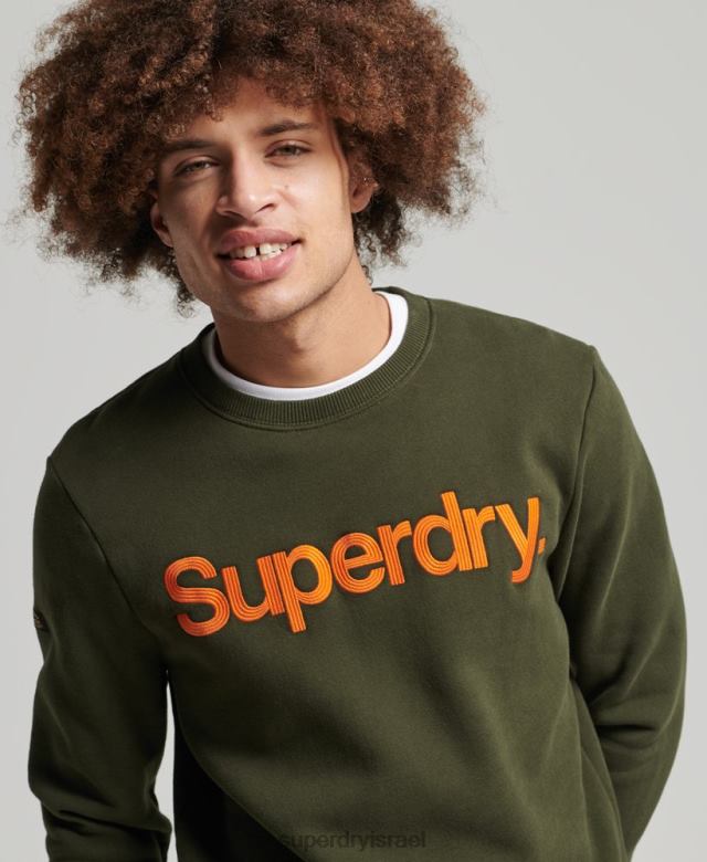 il Superdry גברים סווטשירט צוות קלאסי וינטג' ירוק 4LX2Z5149 הַלבָּשָׁה