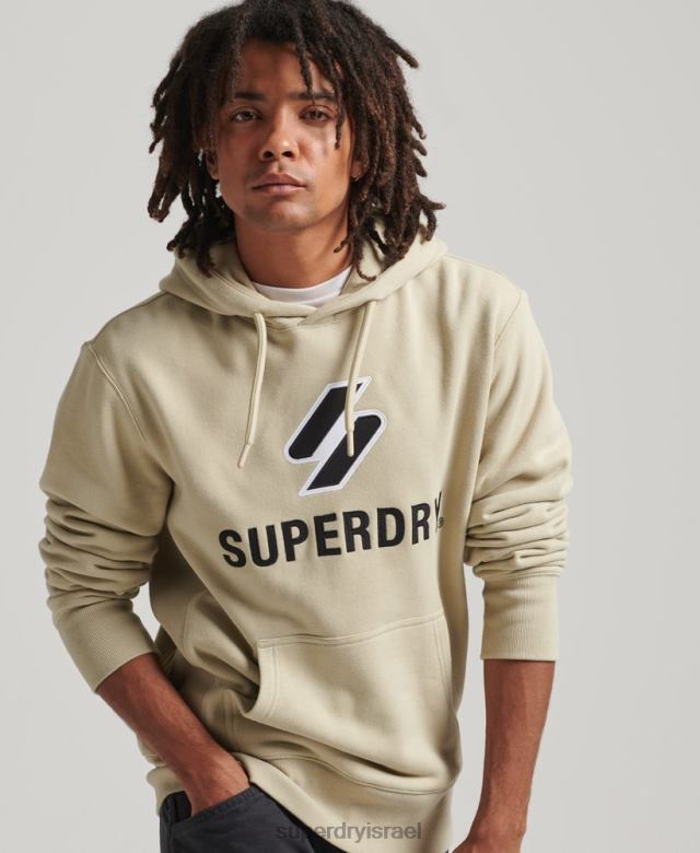 il Superdry גברים קפוצ'ון לוגו אפליקציה מוערם בז' 4LX2Z5160 הַלבָּשָׁה