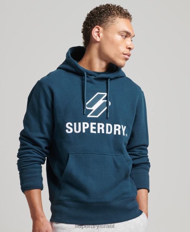 il Superdry גברים קפוצ'ון לוגו אפליקציה מוערם כחול כהה 4LX2Z5161 הַלבָּשָׁה