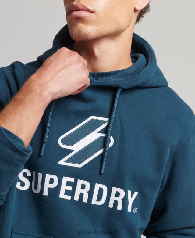 il Superdry גברים קפוצ'ון לוגו אפליקציה מוערם כחול כהה 4LX2Z5161 הַלבָּשָׁה