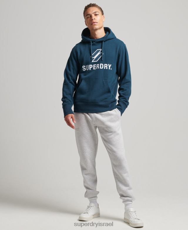 il Superdry גברים קפוצ'ון לוגו אפליקציה מוערם כחול כהה 4LX2Z5161 הַלבָּשָׁה