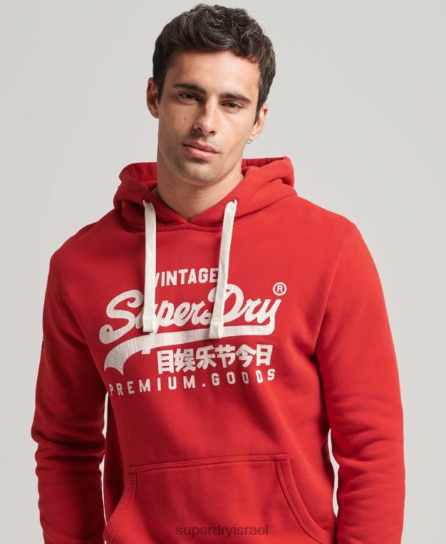 il Superdry גברים קפוצ'ון מורשת לוגו וינטג' אָדוֹם 4LX2Z5162 הַלבָּשָׁה