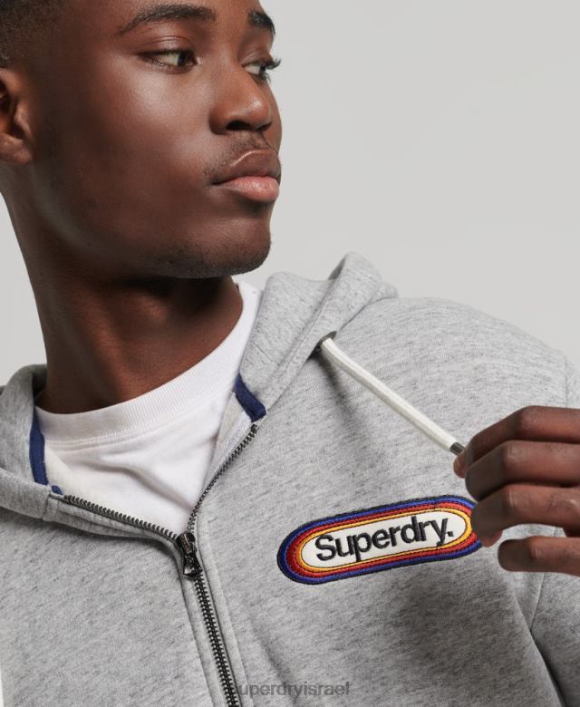 il Superdry גברים קפוצ'ון רוכסן עונתי עם לוגו ליבה וינטג' אפור 4LX2Z5163 הַלבָּשָׁה