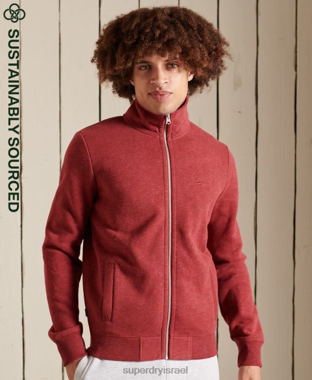 il Superdry גברים עליונית רוכסן לוגו וינטג' מכותנה אורגנית אָדוֹם 4LX2Z5168 הַלבָּשָׁה