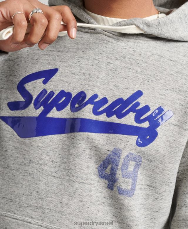 il Superdry גברים קפוצ'ון וינטג' עם תסריט עירוני אתלטי אפור 4LX2Z5178 הַלבָּשָׁה