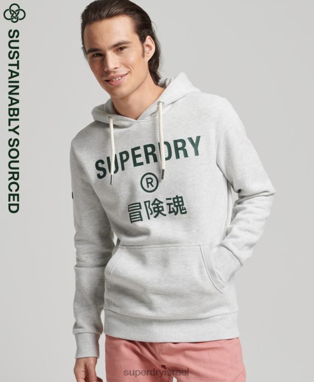 il Superdry גברים קפוצ'ון לוגו תאגידי וינטג' אפור בהיר 4LX2Z5184 הַלבָּשָׁה