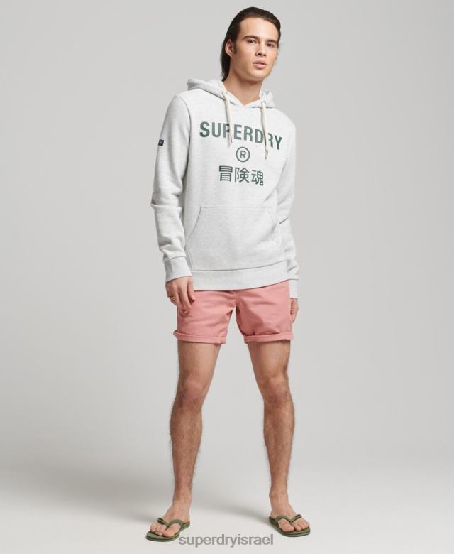 il Superdry גברים קפוצ'ון לוגו תאגידי וינטג' אפור בהיר 4LX2Z5184 הַלבָּשָׁה