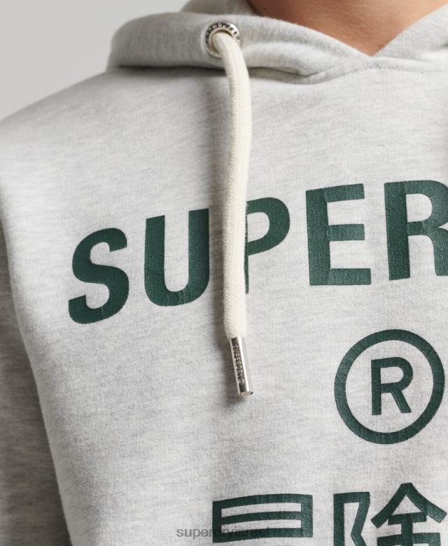 il Superdry גברים קפוצ'ון לוגו תאגידי וינטג' אפור בהיר 4LX2Z5184 הַלבָּשָׁה