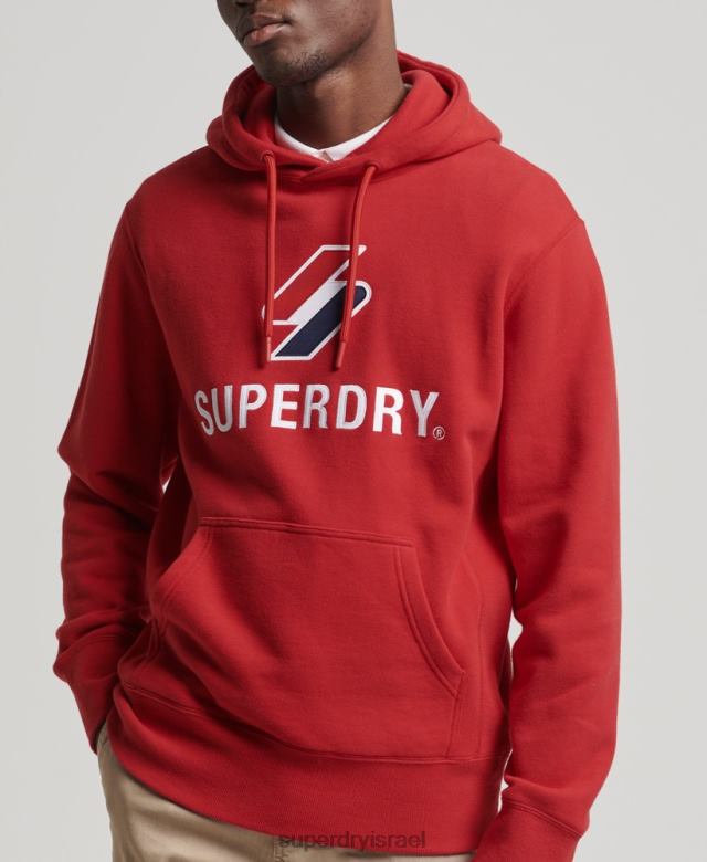 il Superdry גברים קפוצ'ון לוגו אפליקציה מוערם אָדוֹם 4LX2Z5194 הַלבָּשָׁה