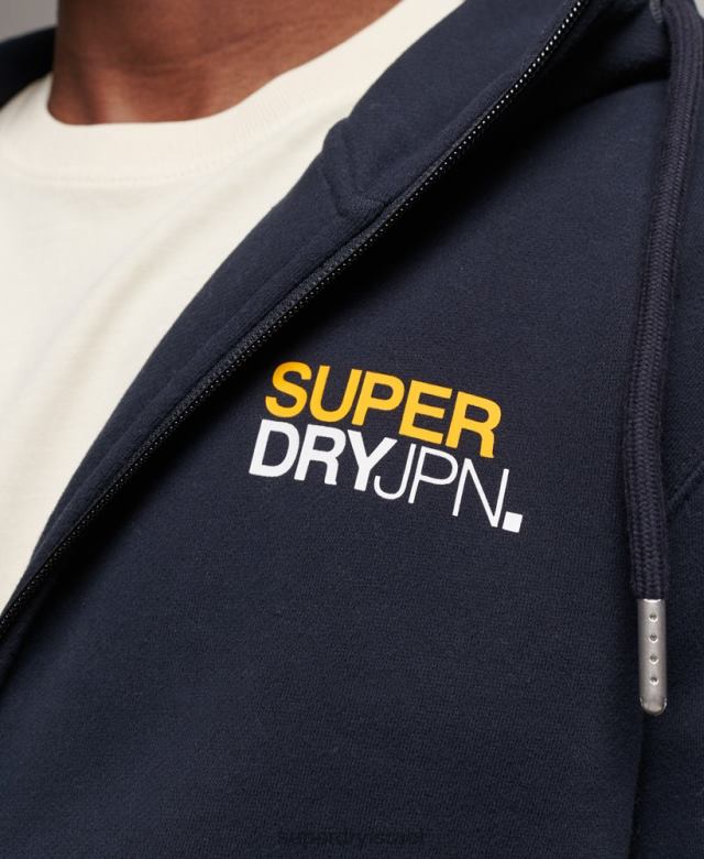 il Superdry גברים קפוצ'ון רוכסן לבגדי ספורט חיל הים 4LX2Z519 הַלבָּשָׁה