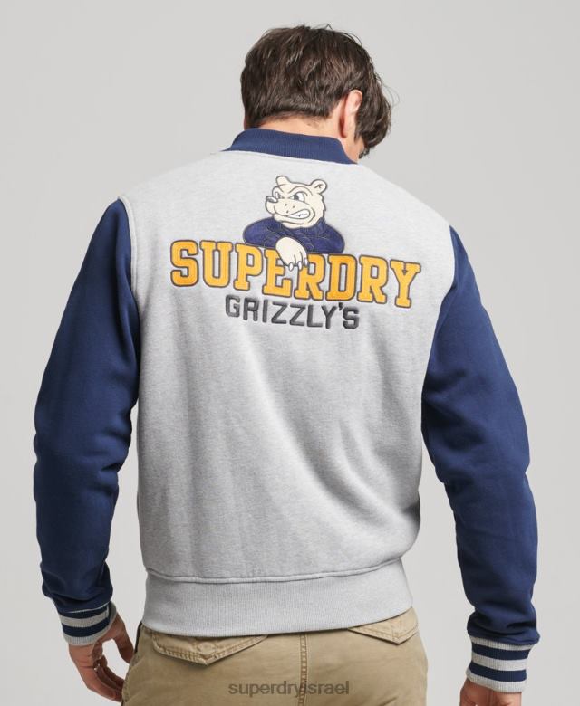 il Superdry גברים ז'קט בומבר קולג'י וינטג' חיל הים 4LX2Z5202 הַלבָּשָׁה