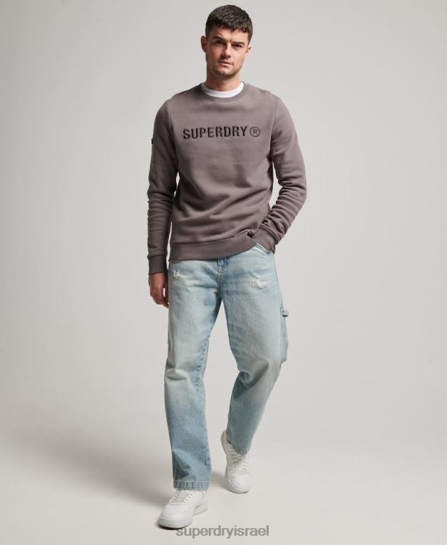 il Superdry גברים סווטשירט צוות עבודה עם לוגו תאגיד אפור כהה 4LX2Z5203 הַלבָּשָׁה