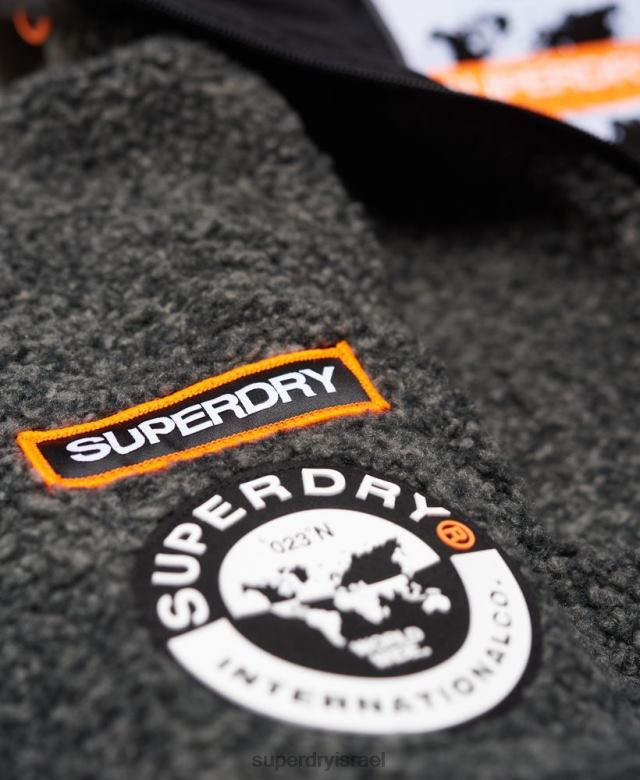 il Superdry גברים קפוצ'ון רוכסן הרים שרפה אפור כהה 4LX2Z5219 הַלבָּשָׁה