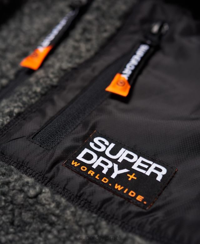 il Superdry גברים קפוצ'ון רוכסן הרים שרפה אפור כהה 4LX2Z5219 הַלבָּשָׁה