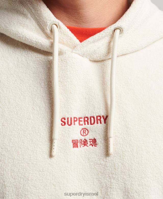 il Superdry גברים קפוצ'ון צמר רופף לוגו גרפי קרם 4LX2Z5221 הַלבָּשָׁה