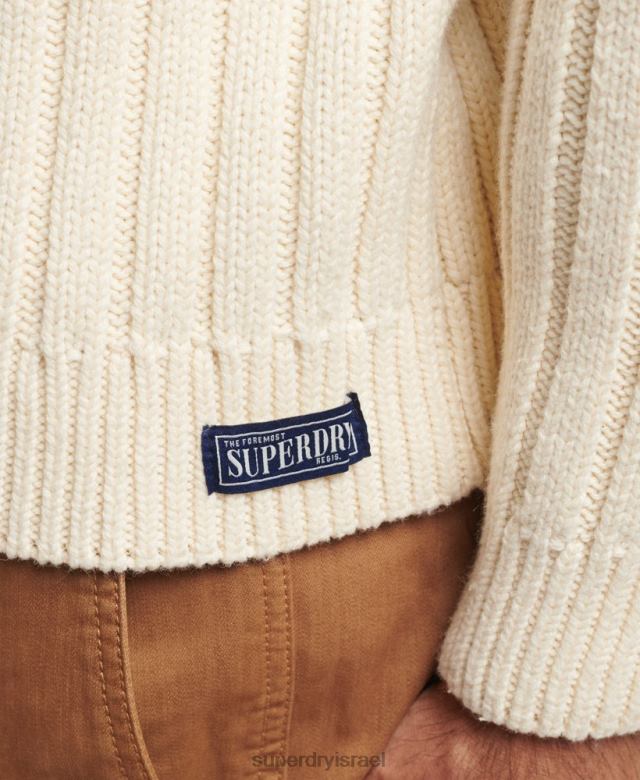 il Superdry גברים מגשר עם צווארון רול בתערובת מרינו קרם 4LX2Z5238 הַלבָּשָׁה