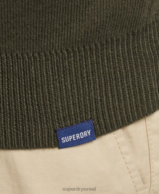 il Superdry גברים סווטשירט הנלי רקום מכותנה אורגנית ירוק 4LX2Z5243 הַלבָּשָׁה