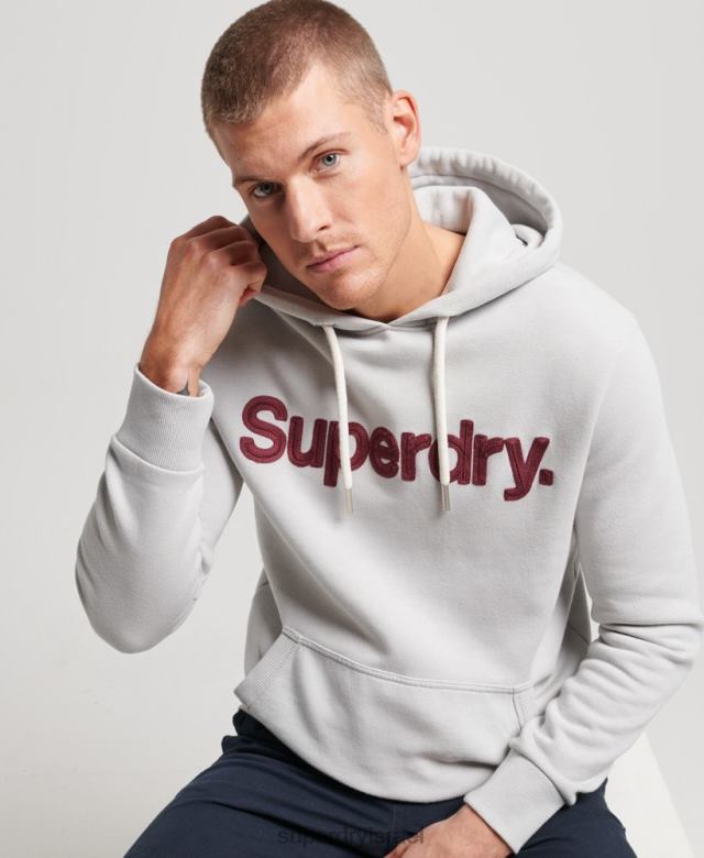 il Superdry גברים קפוצ'ון קלאסי עם לוגו ליבה וינטג' אפור 4LX2Z531 הַלבָּשָׁה