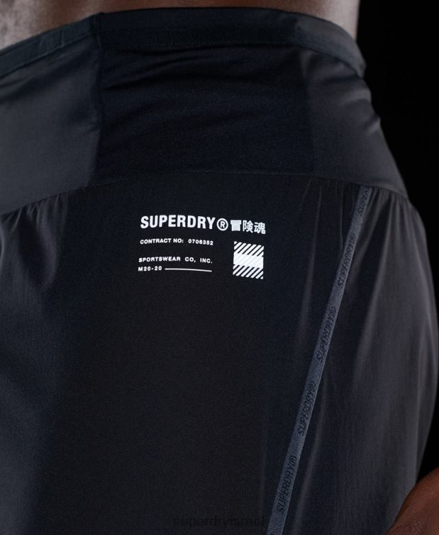 il Superdry גברים לרוץ מכנסי פרימיום קצרים שָׁחוֹר 4LX2Z5364 הַלבָּשָׁה