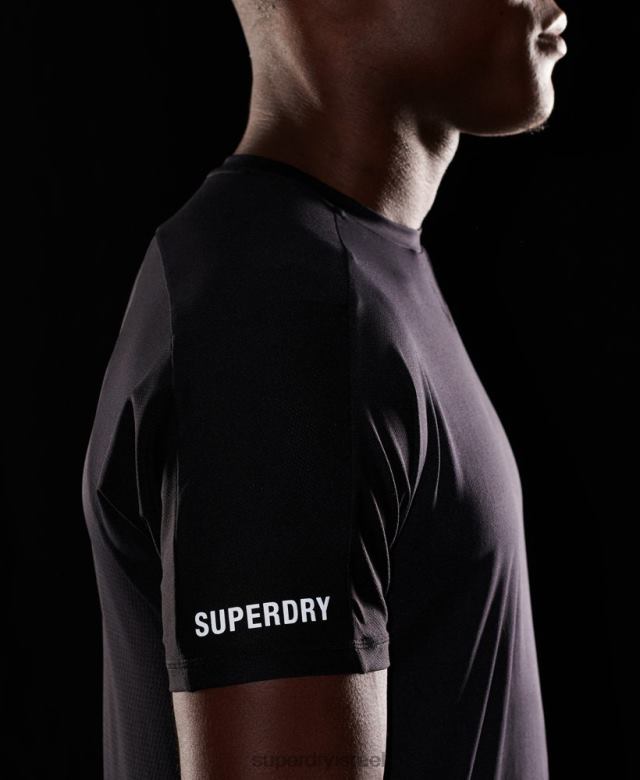 il Superdry גברים לרוץ חולצת טריקו עם שרוולים קצרים שָׁחוֹר 4LX2Z5403 הַלבָּשָׁה