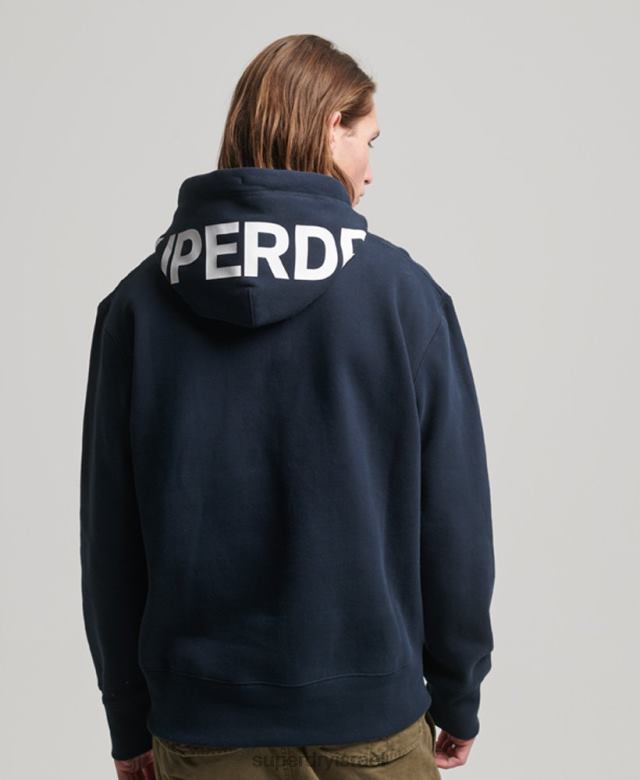 il Superdry גברים קפוצ'ון בגדי ספורט קוד חיל הים 4LX2Z541 הַלבָּשָׁה